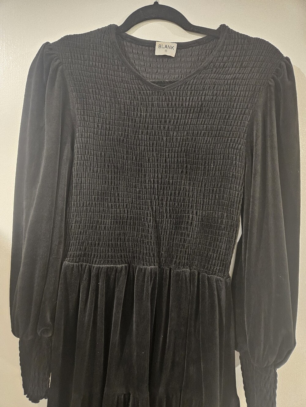 BLANK black Velvet Ruched Maxi Dress